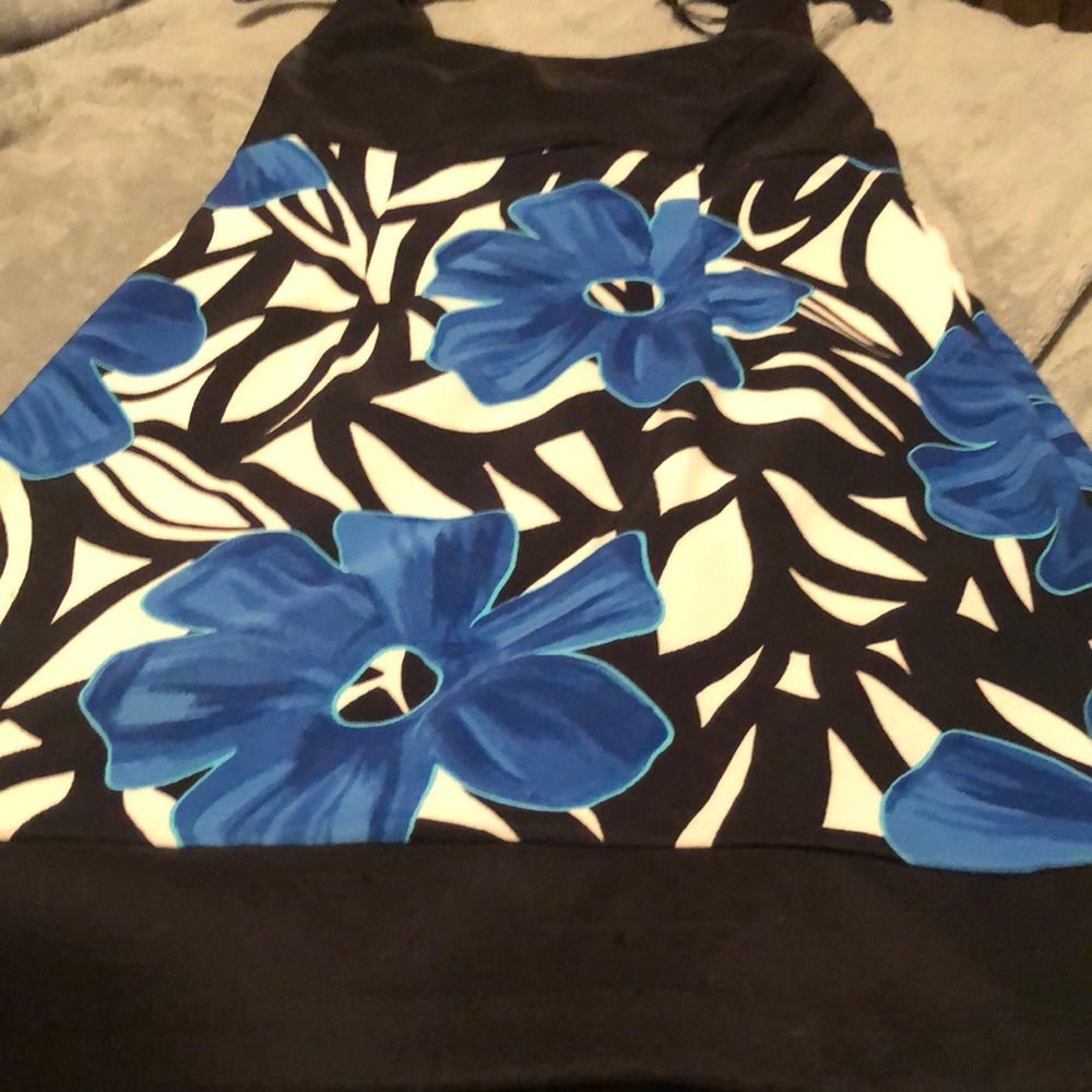 Dressbarn Elegant Black and Blue Floral Dress